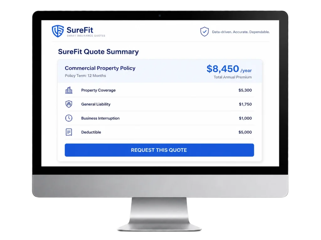 SureFit insurance Quote Summary Display